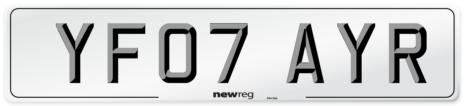 YF07 AYR Number Plate from New Reg